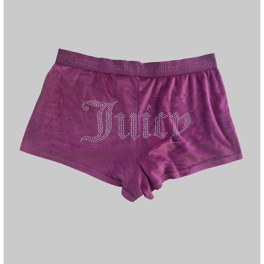 Juicy Couture Velour Rhinestone Logo Sleep Shorts Women Size L Loungewear y2k